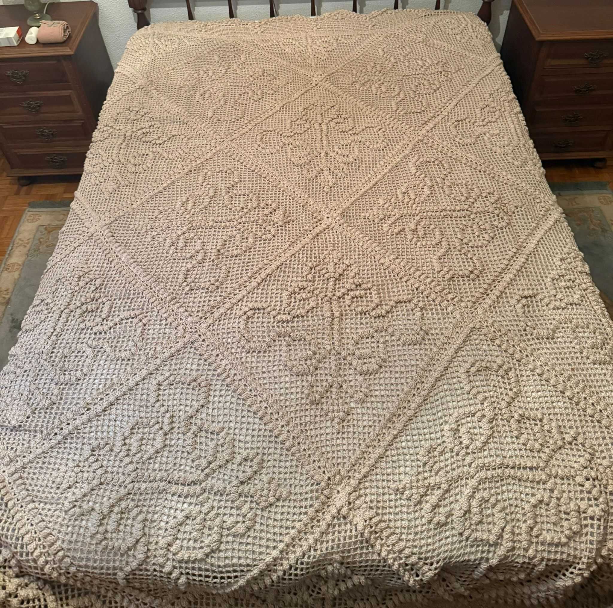 Colcha de Crochet Cama Casal | Handmade Crochet Bedspread Double Size