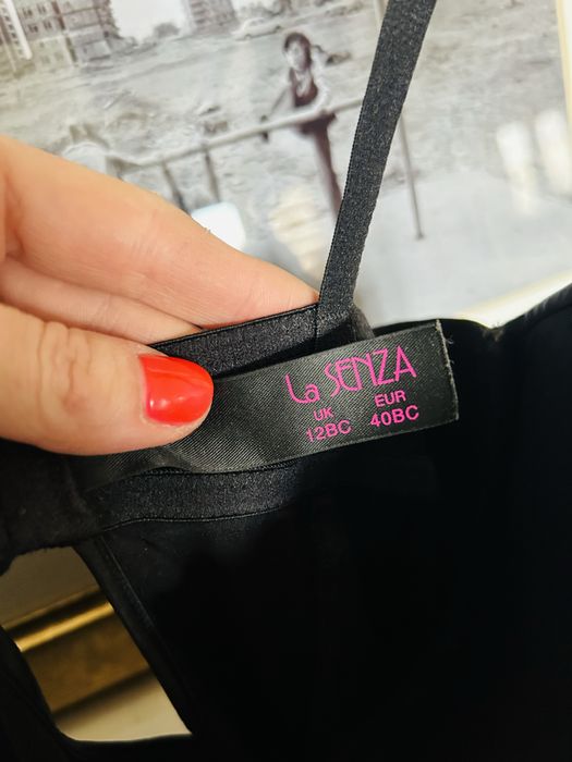 Czarna koszulka nocna La Senza koronki bluzka bieliźniana