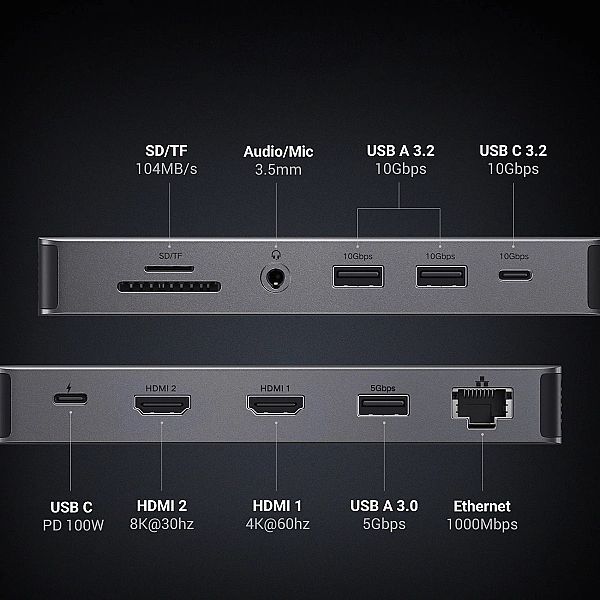 Hub Ugreen Cm681, 15978/13w1 Usb-c - 2x Usb-a 3.2 / 2x Usb-a 3.0 / Usb