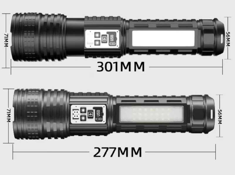Мощный светодиодный фонарик с большим радиусом действия.