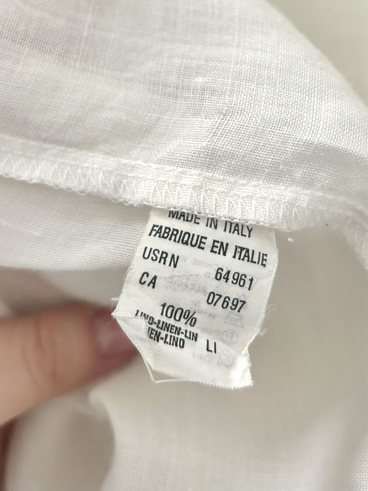 Lniana koszula 100% len XL rozpinana lniana koszula boho Benetton