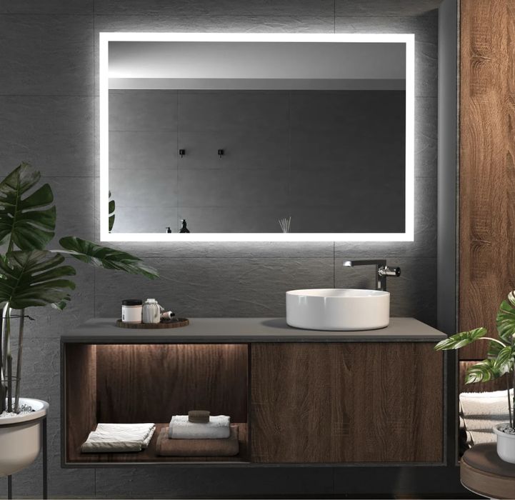 Lustro 100x70 z oświetleniem LED i zegarem
