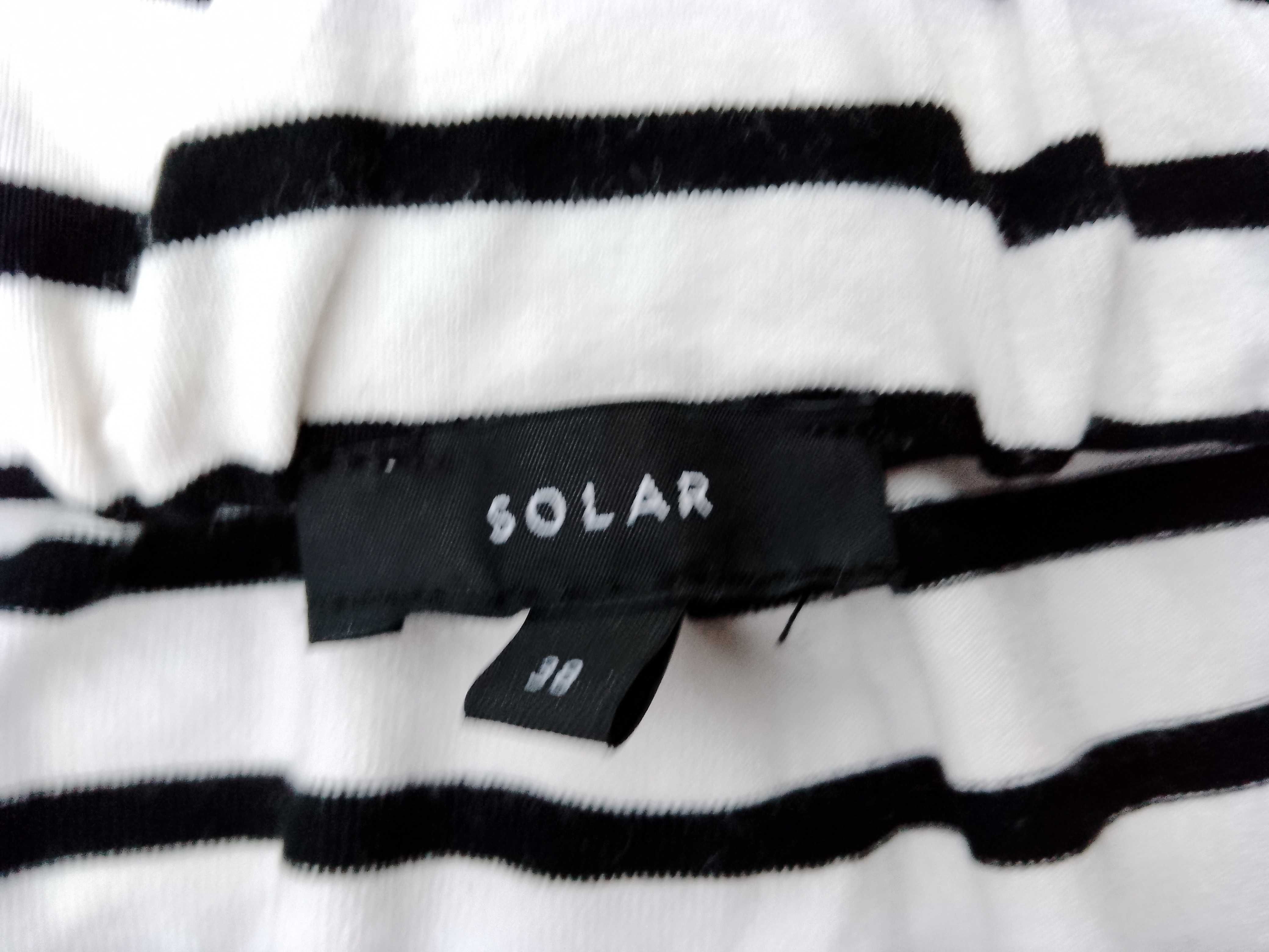 SOLAR M 38 spódnica ołówkowa w paski biało czarna bawełna z elastanem