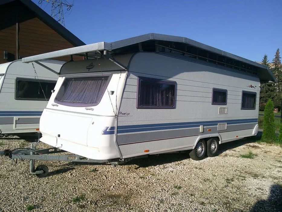 Hobby PRESTIGE 650 Z DODATKOWYM DACHEM  super stan, transport gratis, piękny dodatkowy dach
