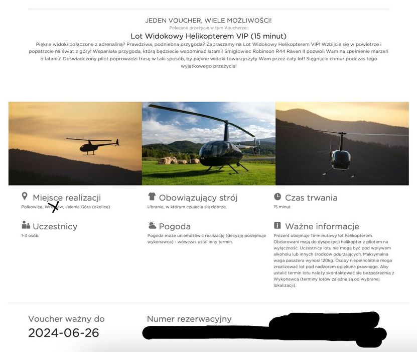 voucher prezent lot helikopterem VIP