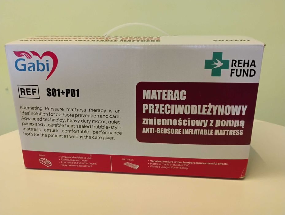 Materac przeciwodleżynowy rurowy zmiennociśnieniowy z pompą