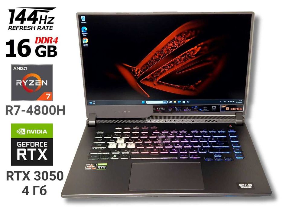 Asus ROG Strix G15 144Гц Ryzen 7 4800H 4.2ГГц 16/512 RTX 3050 Ігровий