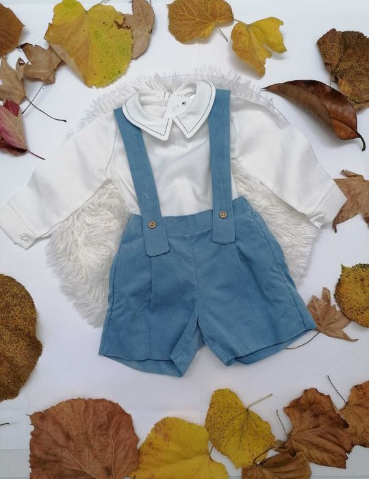 Macacão azul bombazina e camisa 3M ou 6M