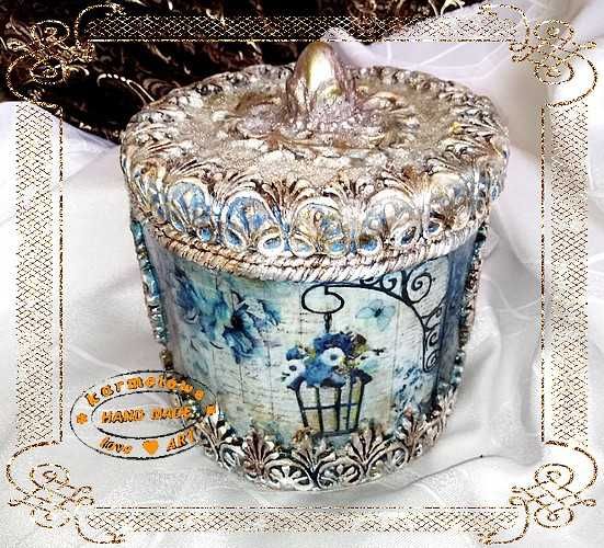 Pudełko szkatułka z kartonu handmade decoupage dekoracja prezent