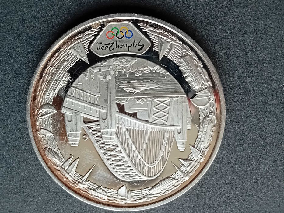 moeda 5 Dólares prata proof, 2000 1 onça, nova, Austrália Sydney