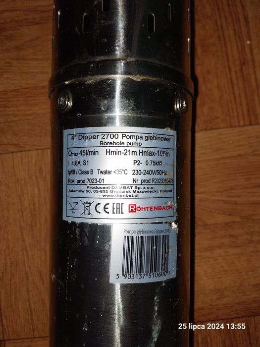 Pompa Głębinows 4" 0,75kW RÖHTENBACH Qgd Dipper 2700

RÖHTENBACH QGD D