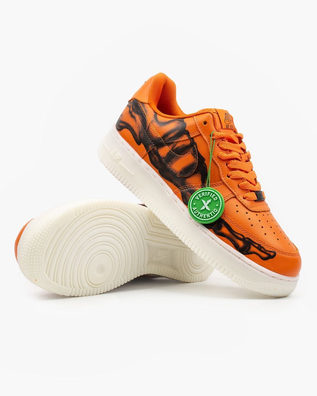 Мужские кроссовки Nike Air Force 1 Skeleton Orange. Размеры 41-45