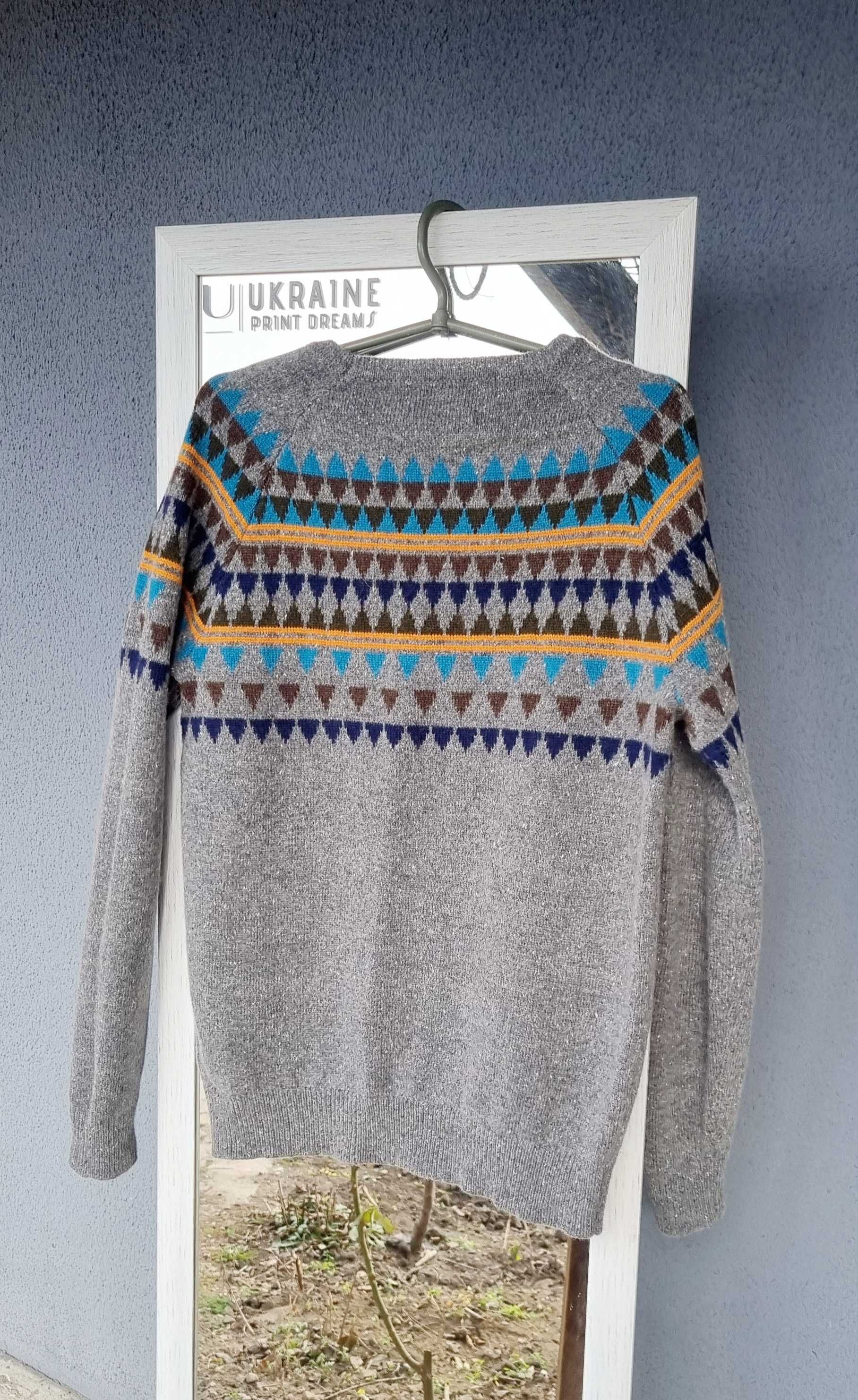 Свитер мужской шерстяной джемпер pull&bear в принт