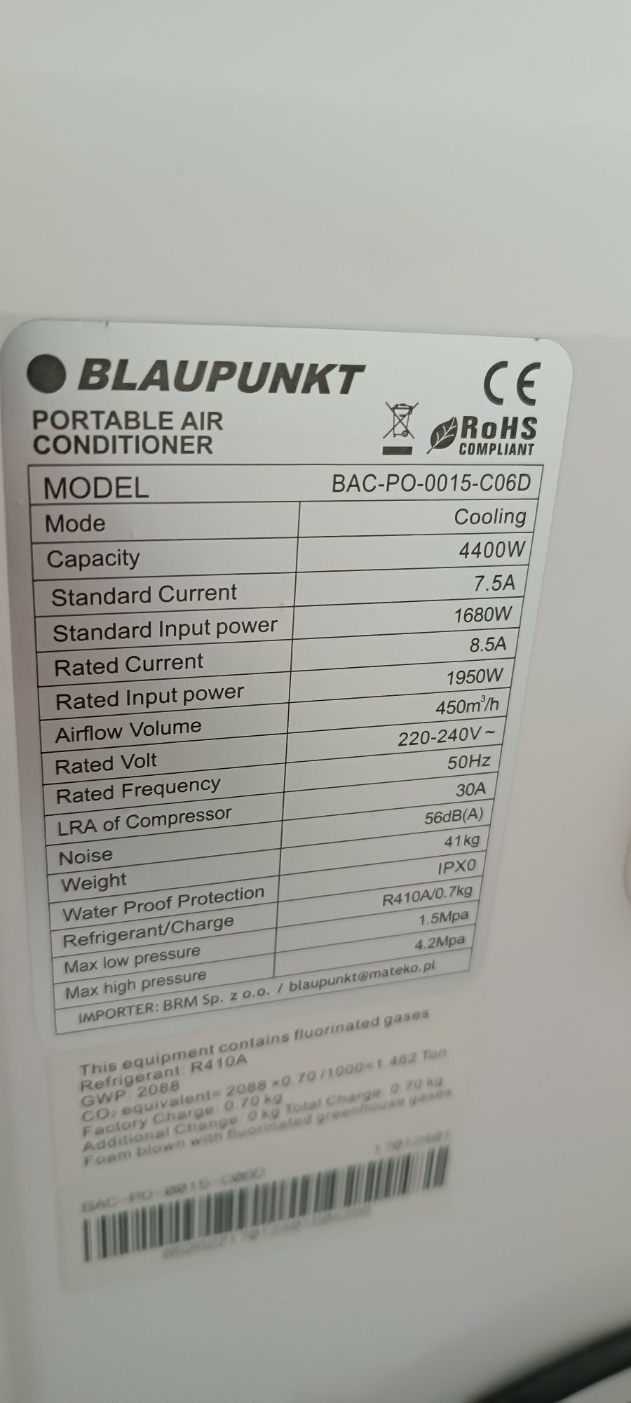 Klimatyzator Blaupunkt Arrifana 15 BAC-PO-0015-C06D