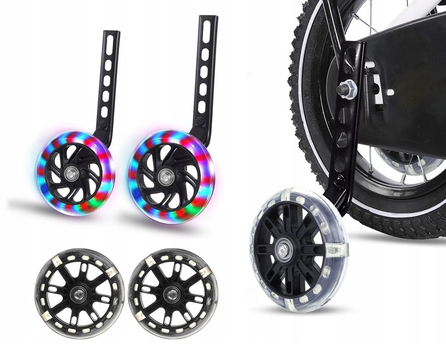 Kółka podporowe boczne do roweru 12-20 z LED uni kolorowe świecące