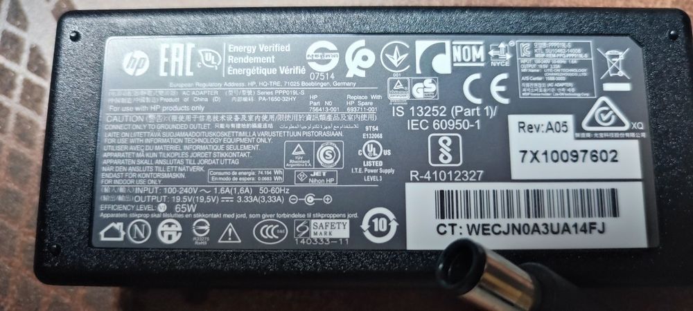 оригінальні зарядки (блоки живлення) HP, Dell