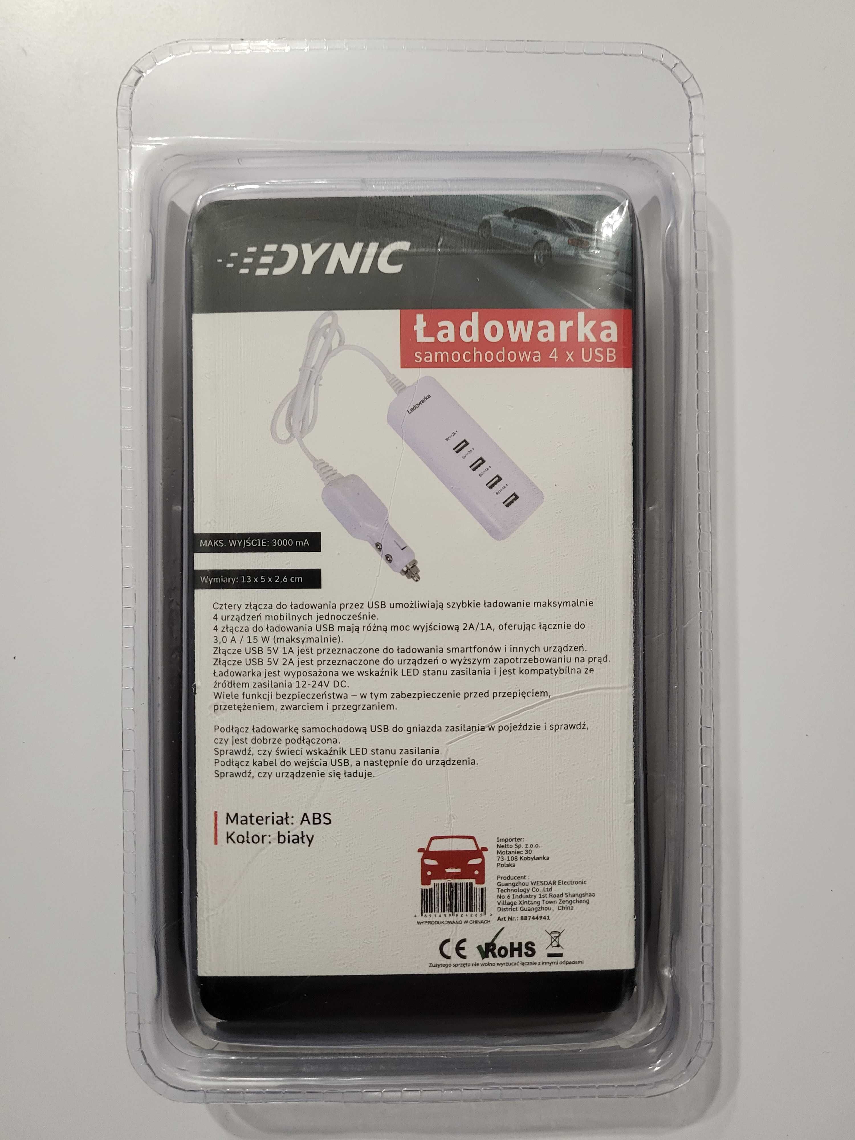 Ładowarka samochodowa DYNIC 4 x USB