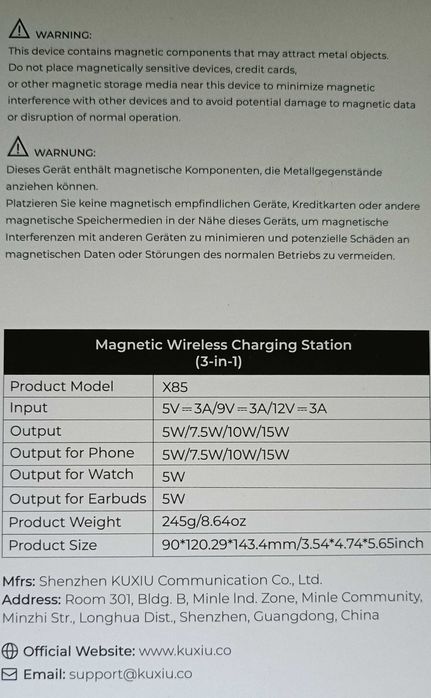 Indukcyjna Ładowarka Przypominająca Obręcz 3-w-1 Srebrne