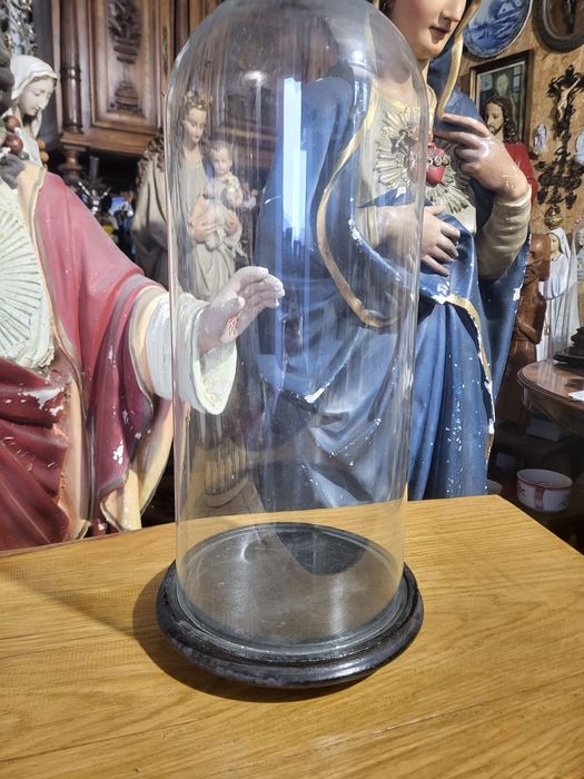 Stary szklany klosz kopuła osłona na figurę