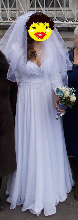 Свадебное платье в греческом стиле, подойдёт и для беременный