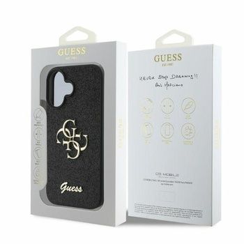 Oryginalne Etui GUESS hardcase Fixed Glitter Big 4G Iphone 16 czarny