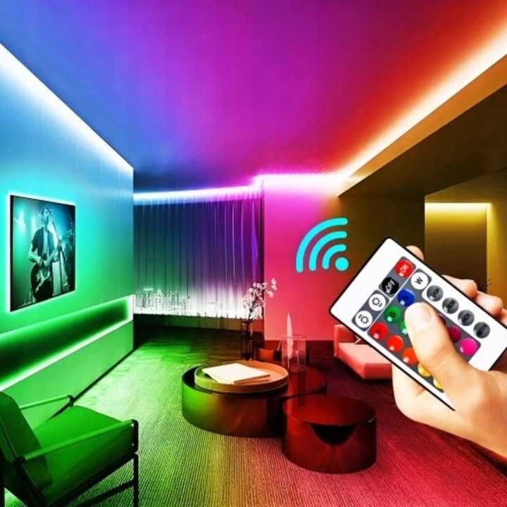 Taśma LED RGB 5m 5050 BLUETOOTH Listwa 230v 12v z Zasilaczem NA PILOTA