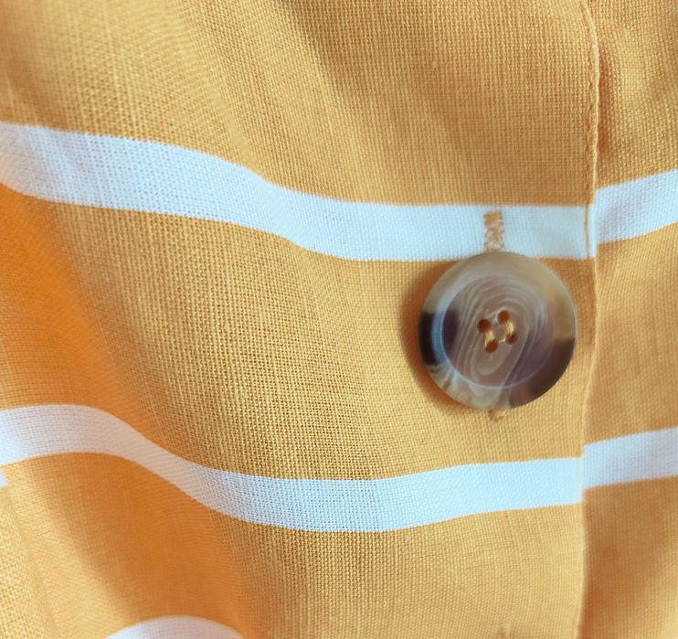 Zółta sukienka River Island 38 M w pasy paski białe len bawełna letnia