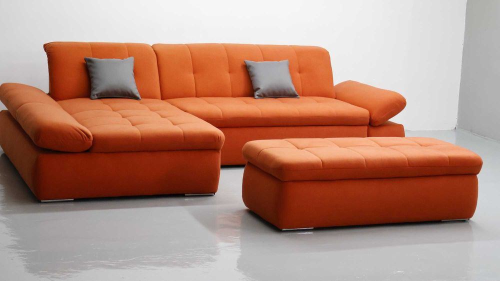 TKC Narożnik z funkcją spania PUFA pomarańczowy rozkładana rogówka sof