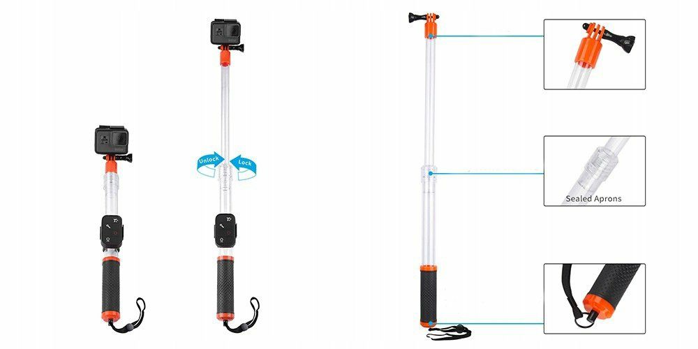 Monopod Grip Selfie Stick Przezroczysty Do Gopro Telesin