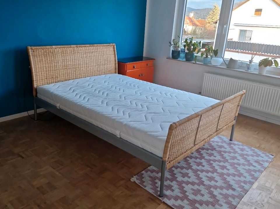 Łóżko IKEA Sundnes, rattanowe, zestaw r.180x200cm- dostawa gratis
