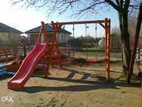 plac zabaw, bujawka, huśtawka podwójna, zjeżdzalnia