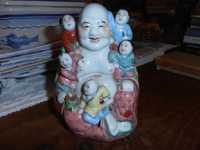 budha porcelana chinesa com 5 crianças, 16 cm, marcado