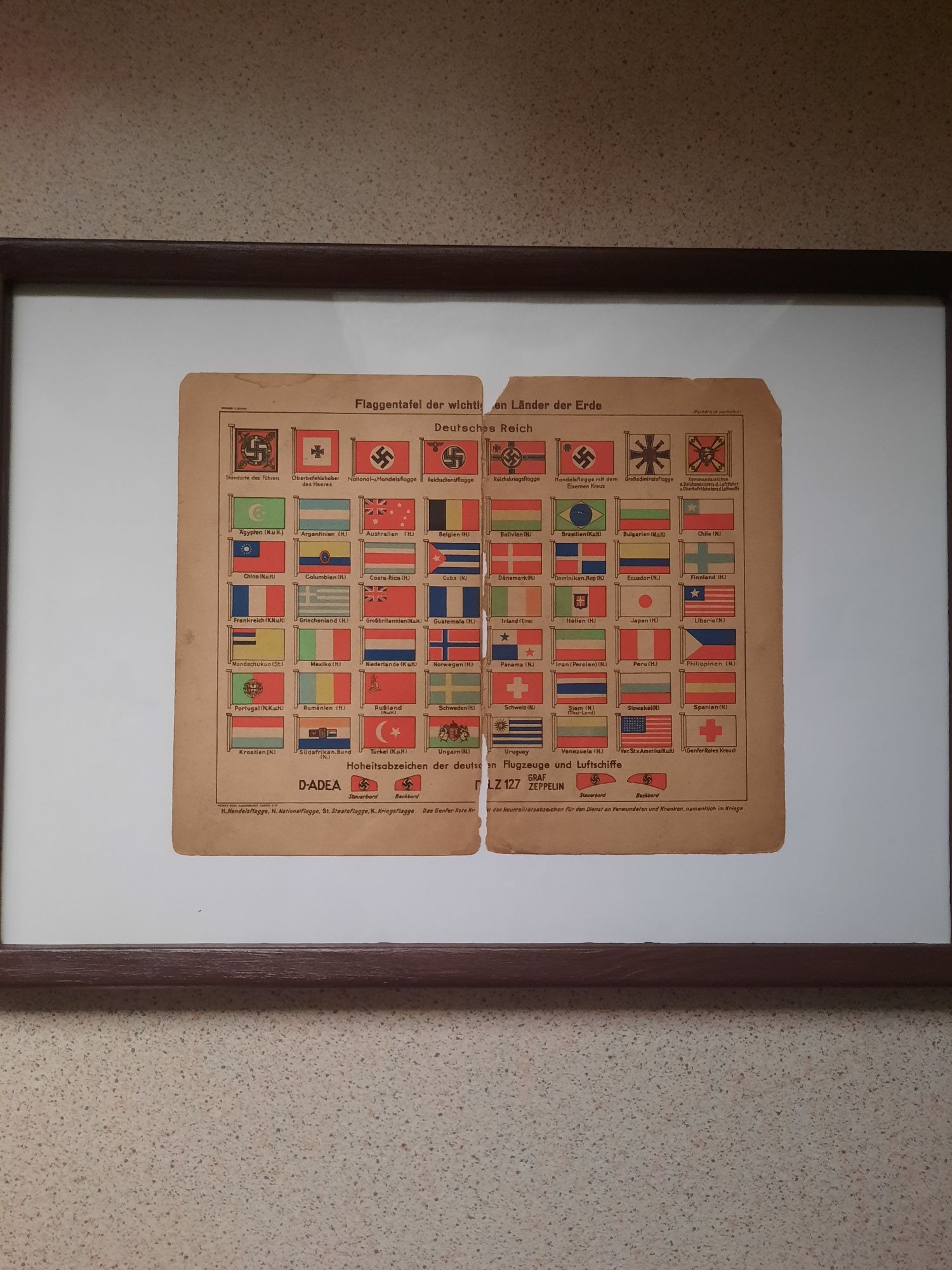 III Rzesza "Flaggtafel" . Leipzig 1942 . Oryginalne mapy .