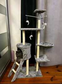 Будиночок кігтеточка (дряпка) для кішок з ігровим комплексом