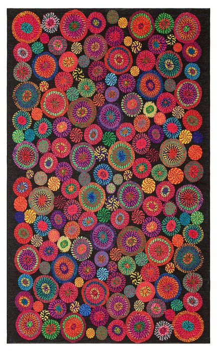 Dywan kilim turecki czarny z kolorowym wzorem 75×150