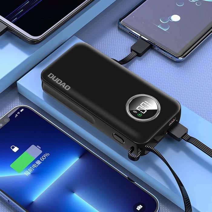 Dudao powerbank 10000mAh USB / USB-C 22.5W z kablem Lightning / USB-C