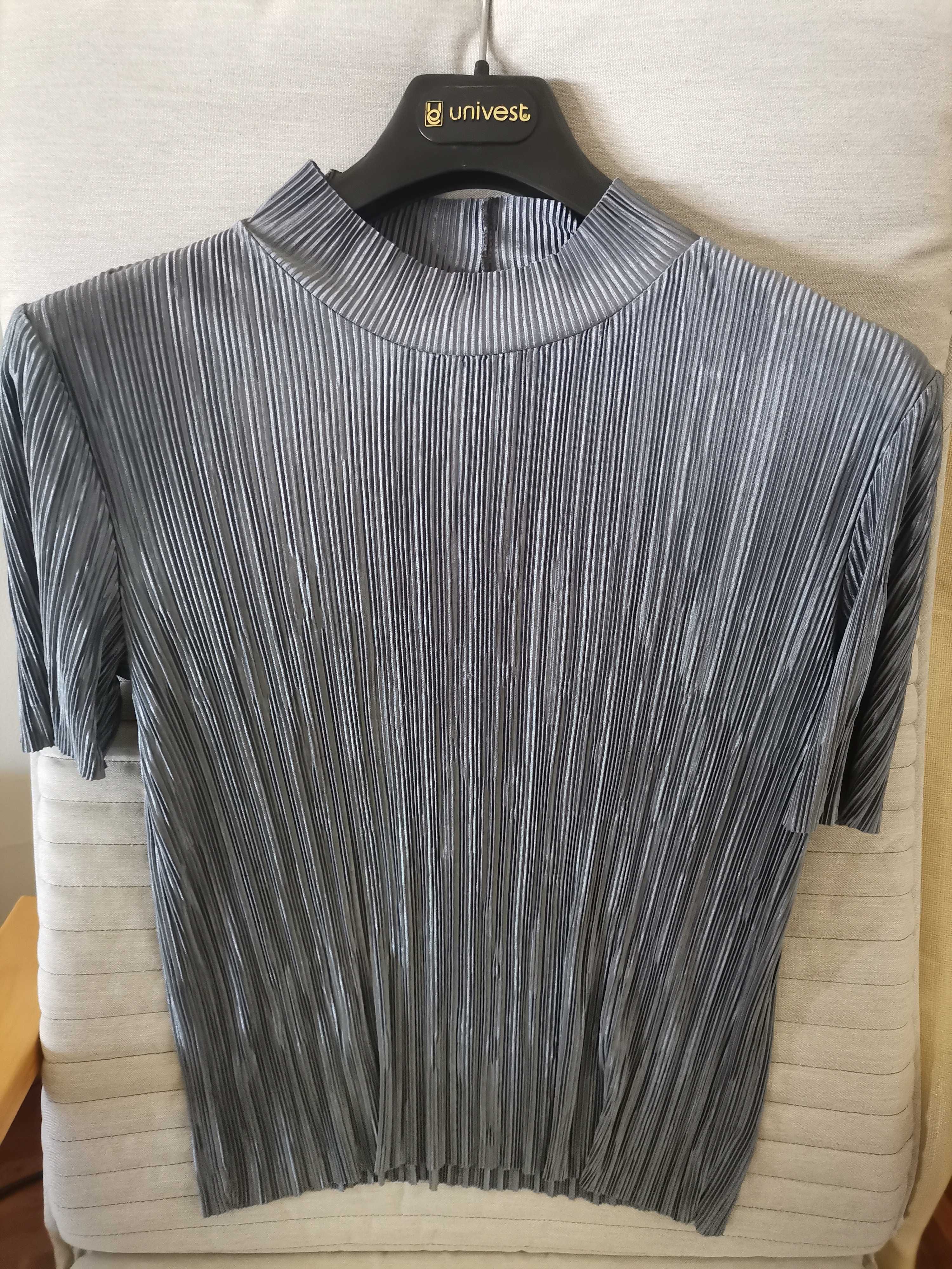 Camisola / t-shirt Zara cinza em tecido zigzag - tamanho M / 38 - nova