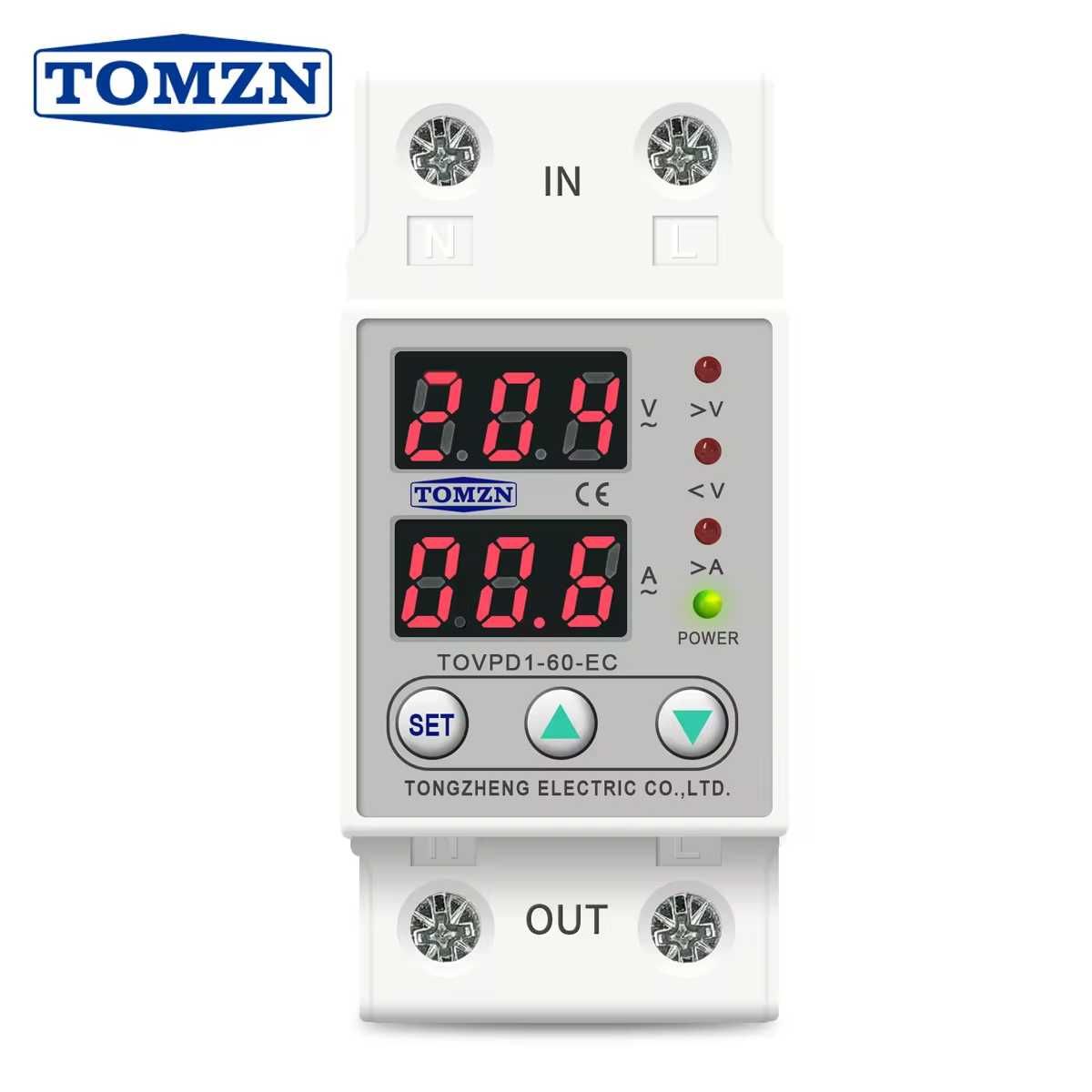 Реле напруги та струму відсікач 60A 220v TOMZN TOVPD1-60-VA