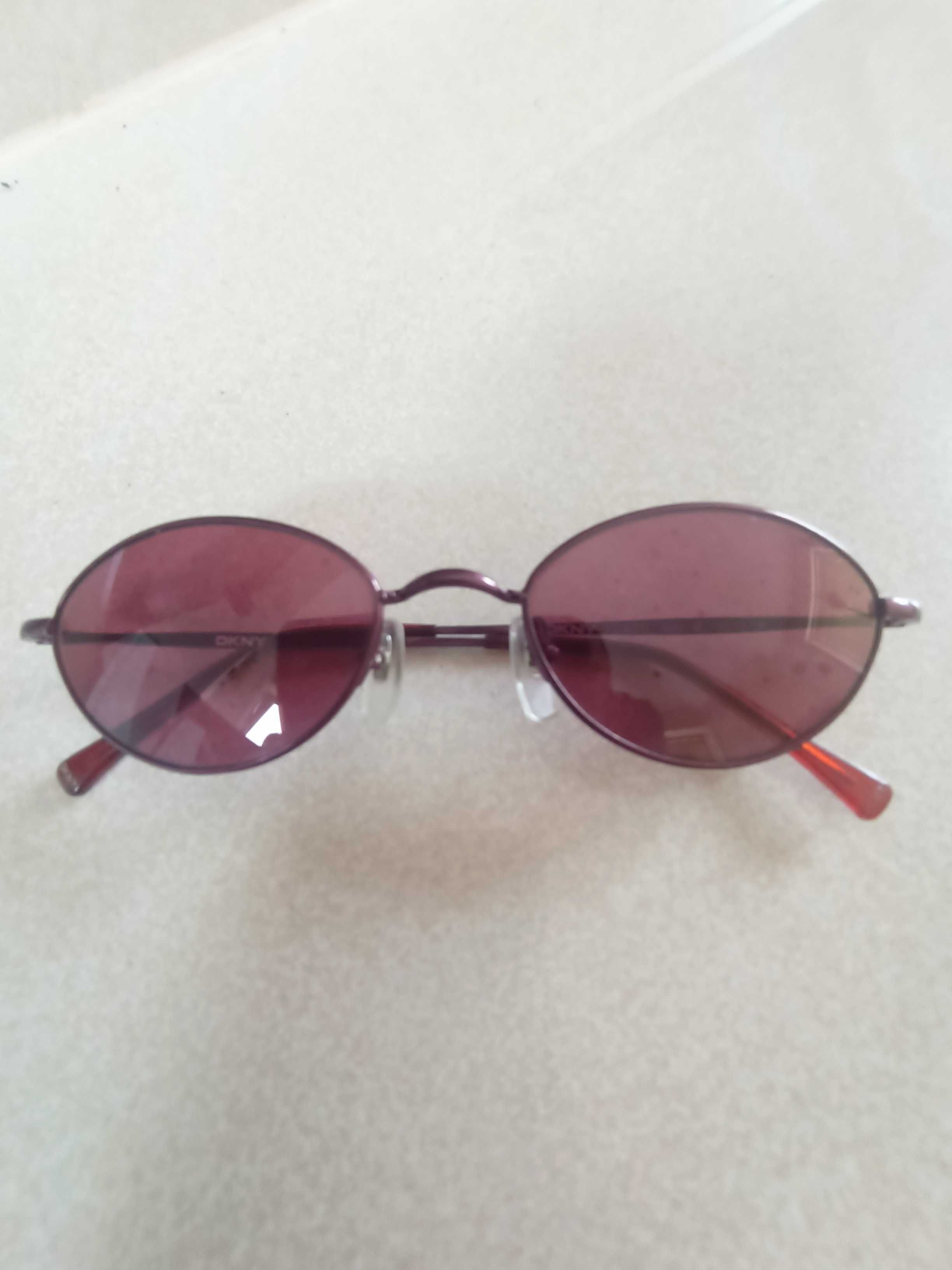Okulary przeciwsłoneczne DKNY vintage fioletowe szkiełka lata 90