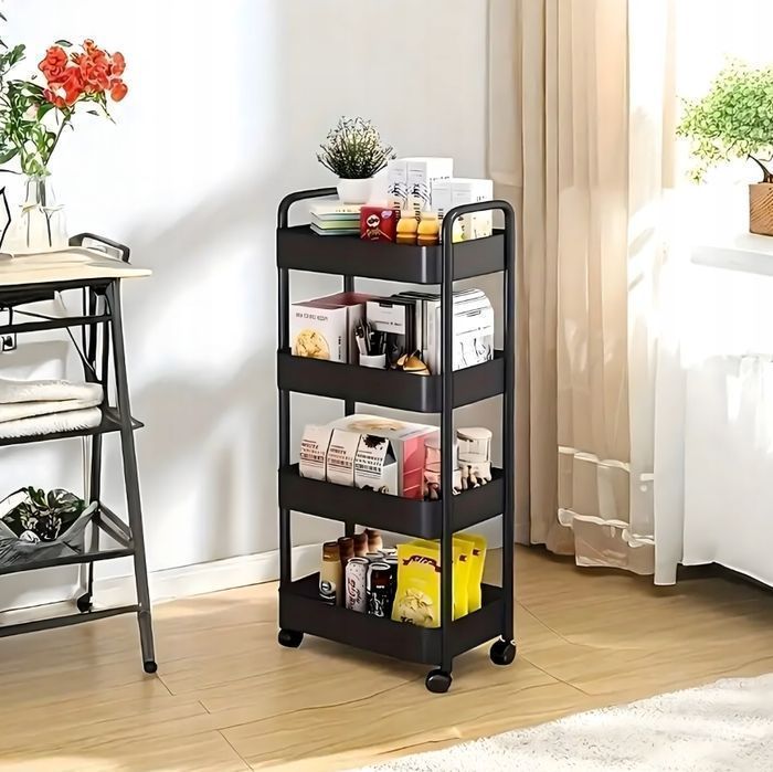 Półka Łazienkowa Na Kółkach 4 Poziomy Mobilna Szafka Kuchenna