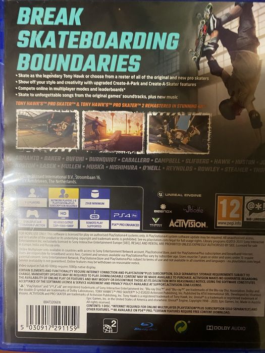 PS4 Tony Hawk's Pro Skater 1 + 2