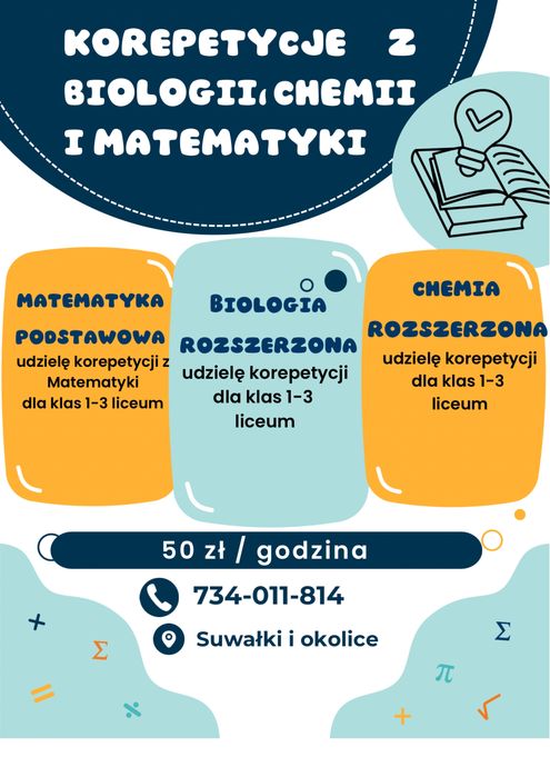 Korepetycje z matematyki, biologi, chemii