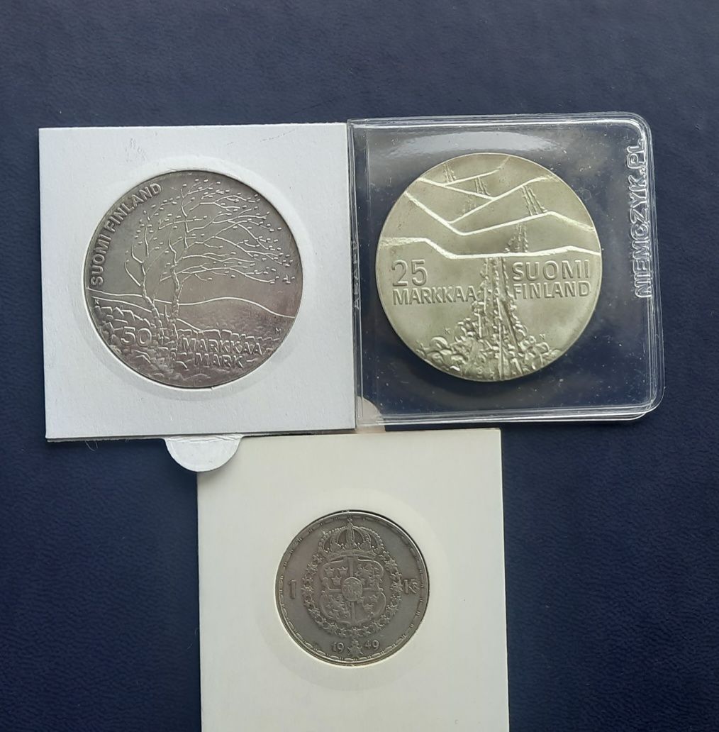 stare monety srebro Finlandia Szwecja