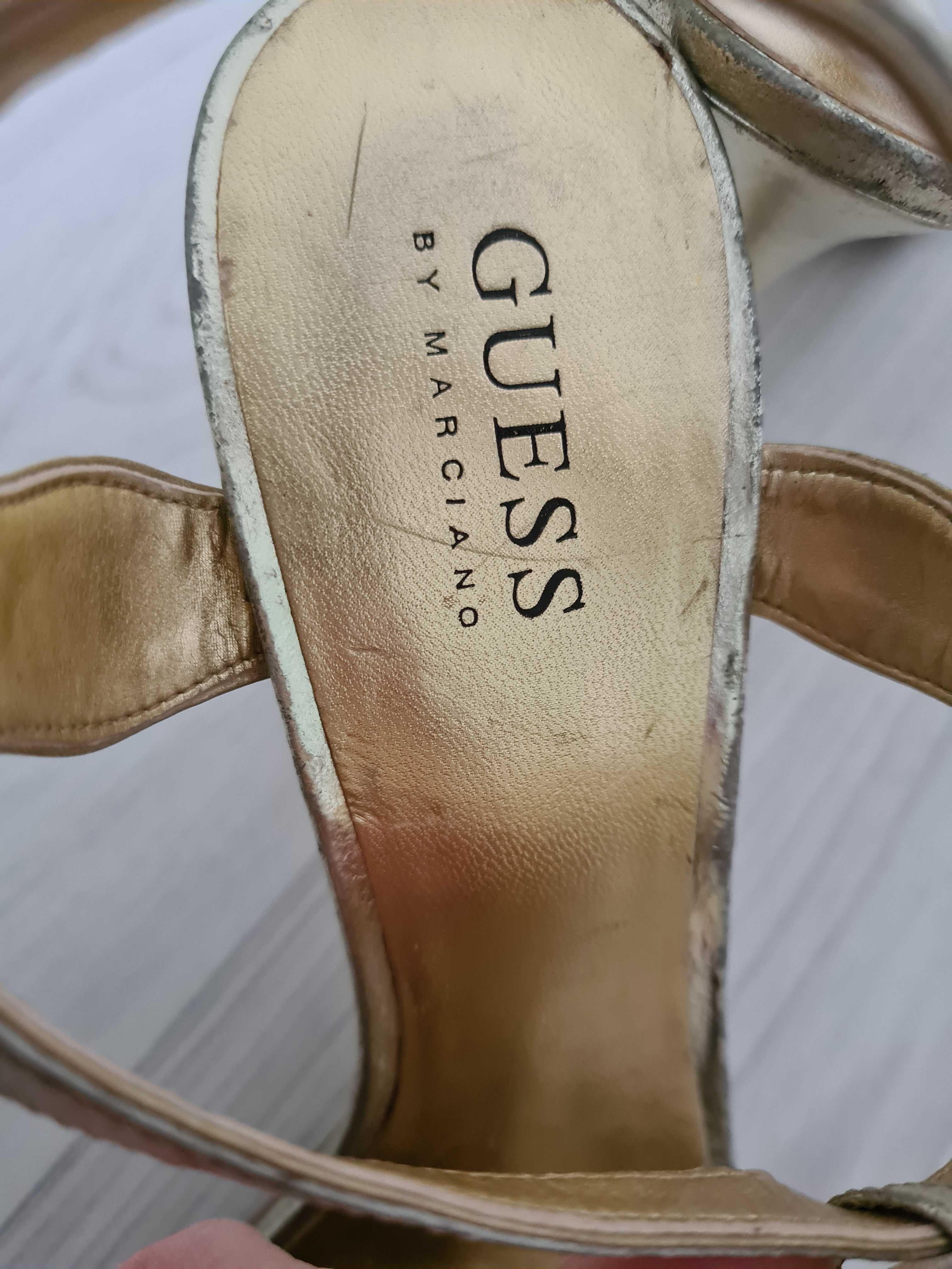 Buty wysokim obcasie szpilki 37 sandały 38 guess marciano złote wesele