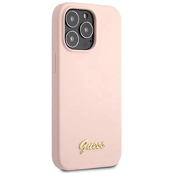 Etui Guess Silicone Script Gold Logo na iPhone 13 Pro Max - jasnoróżow