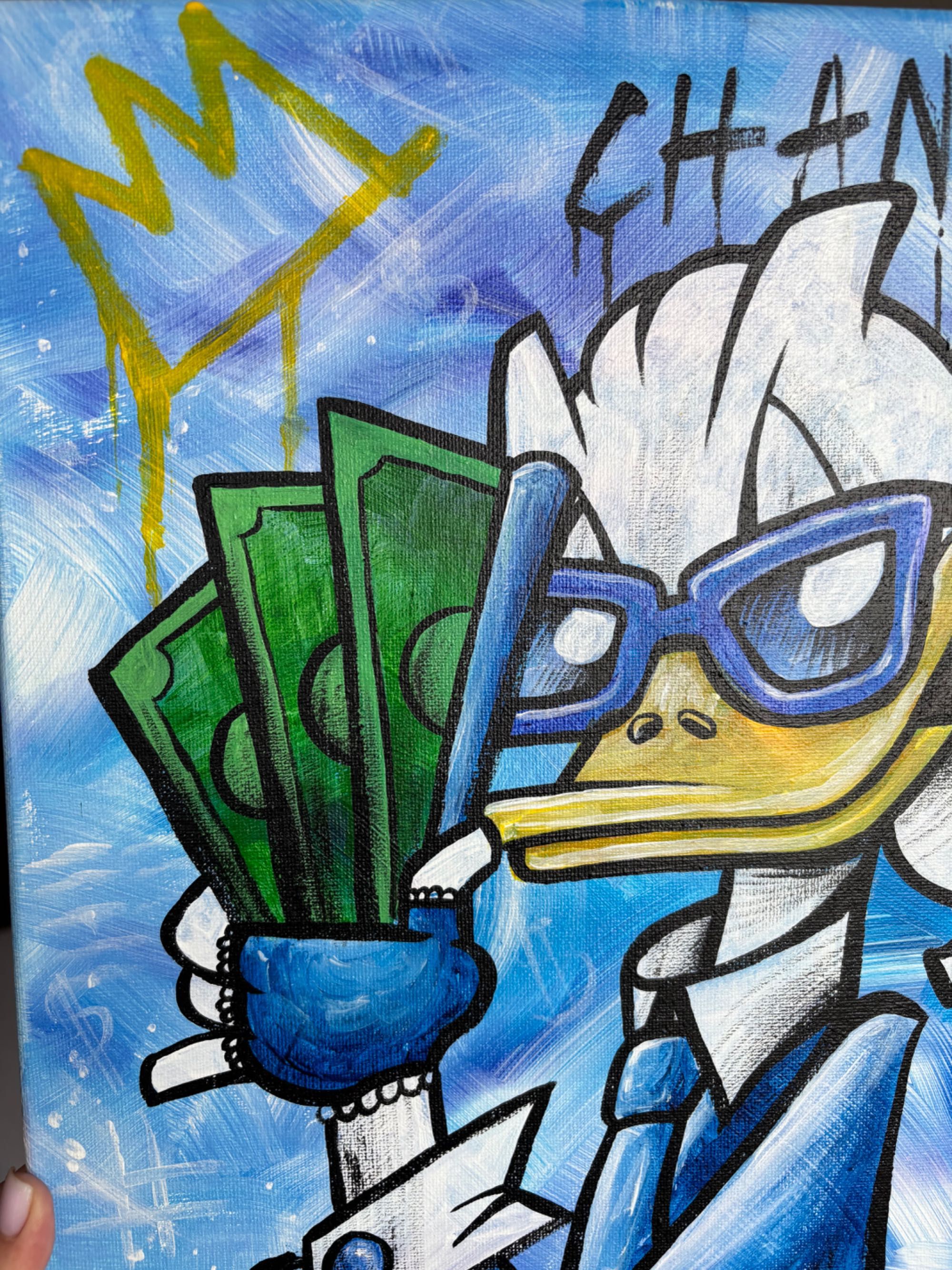 Obraz pop-art – Donald Duck, ręcznie malowany, unikat