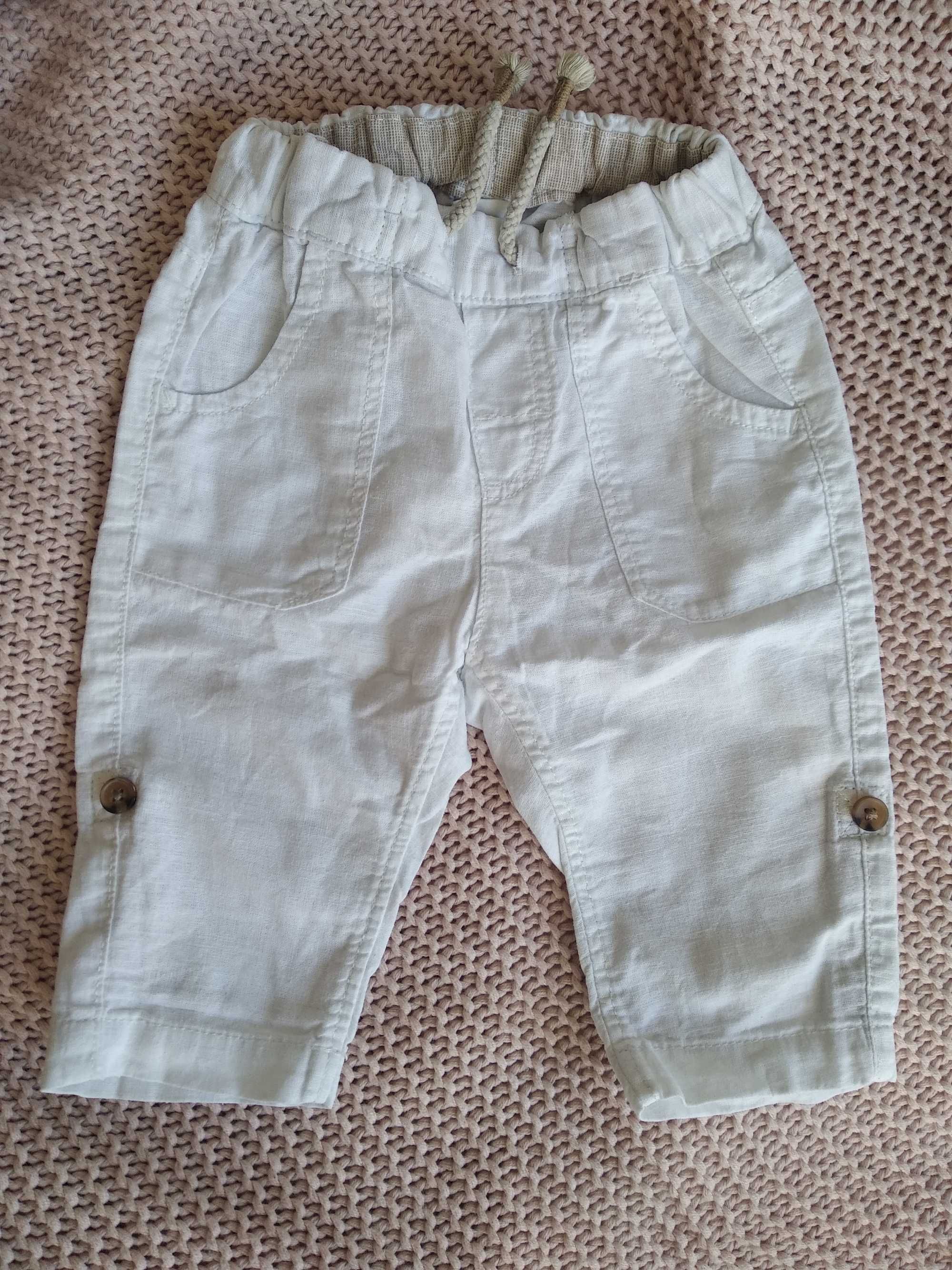 Spodnie H&M dziecięce białe lniane, r. 68