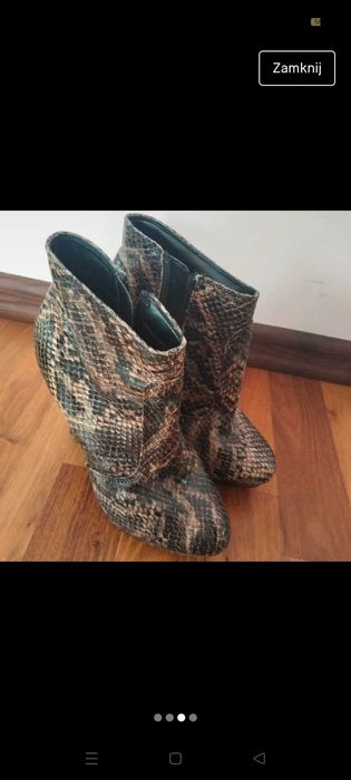 Botki wysoki obcas wężowa skórka 36