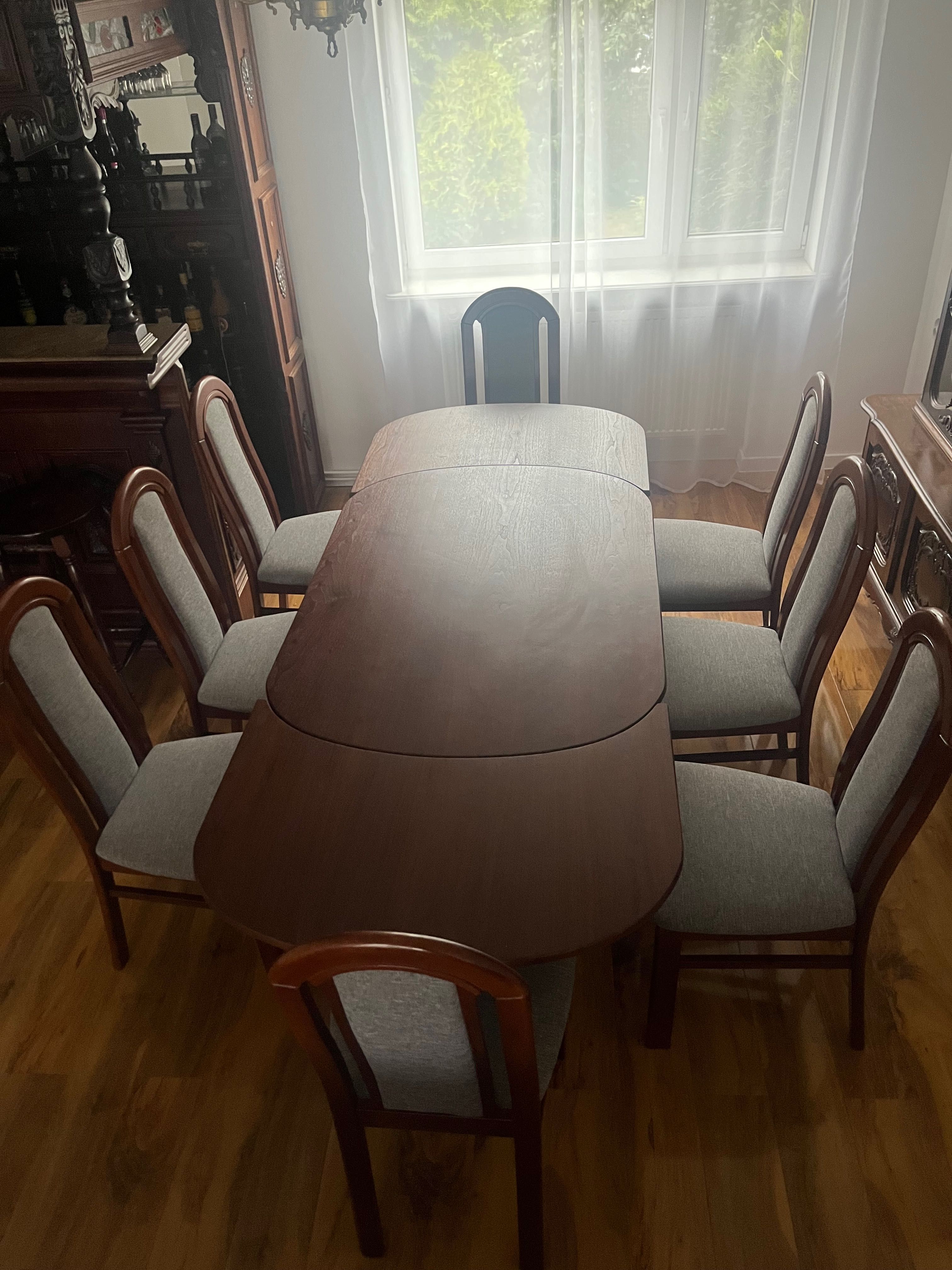 Stół rozkładany drewniany + 8 krzeseł