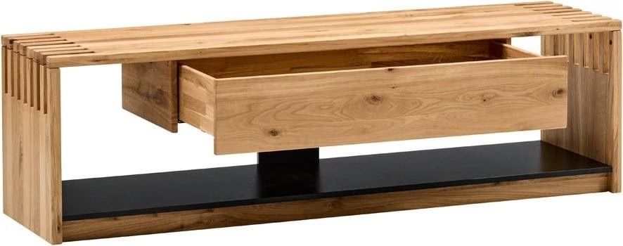 Ławka dębowa olejowana, ciężka dł 171, wys 50 gł 45cm z szufladą